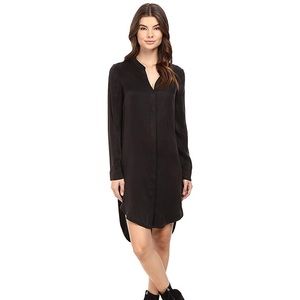 Splendid Hi-Lo Shirt Dress XS Black Tunic Cupro Button Down